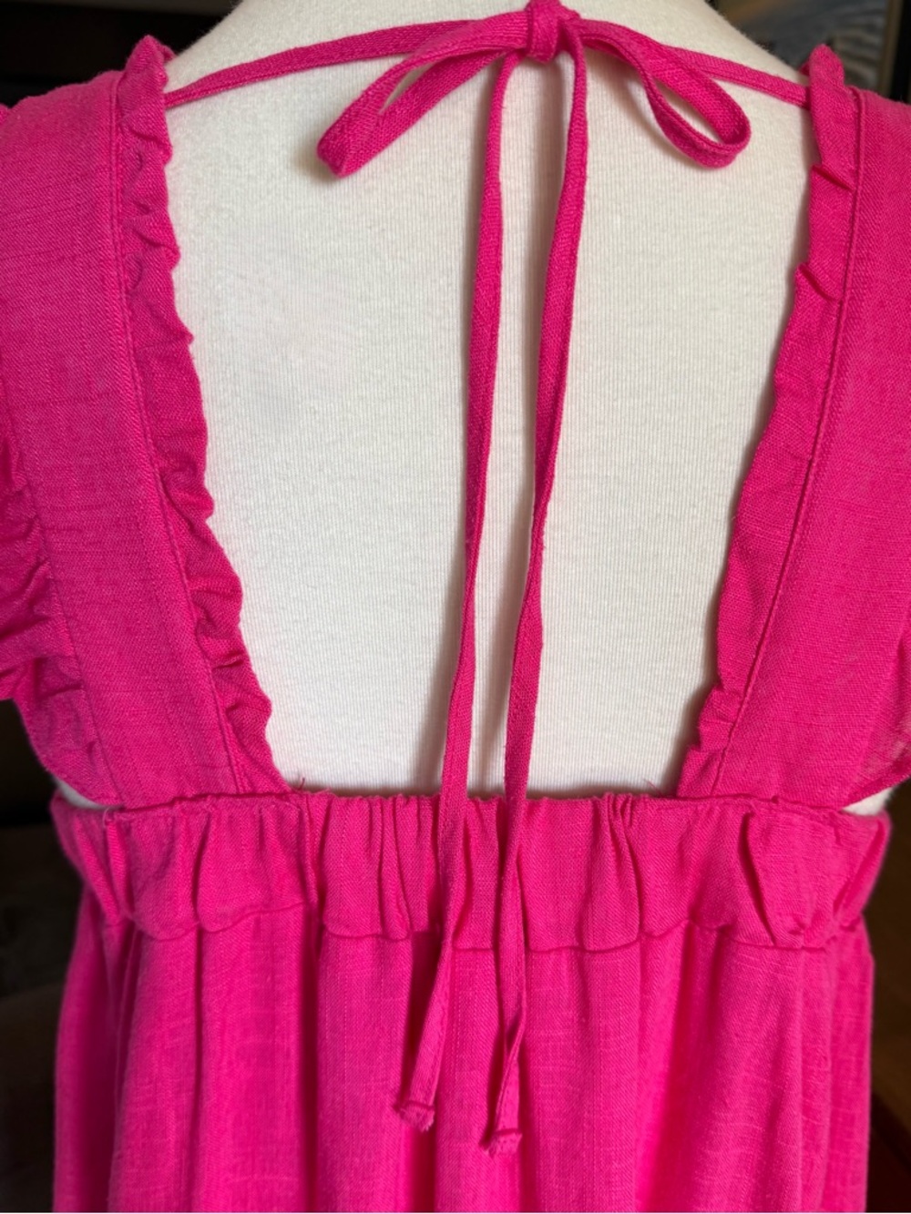Bright Pink Ruffle Strap Mini Dress - Picture 8 of 14